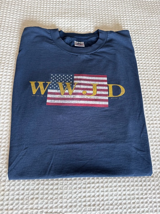 Vintage America Other - Vintage 1998 America WWJD Tee American Flag what would Jesus do 4th of July USA